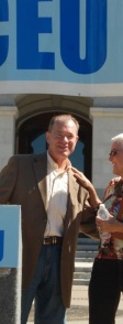 HJTA President Jon Coupal presents Taxfighter of the Year Award to Ginny Rapini, leader of the NorCal Tea Party Patriots